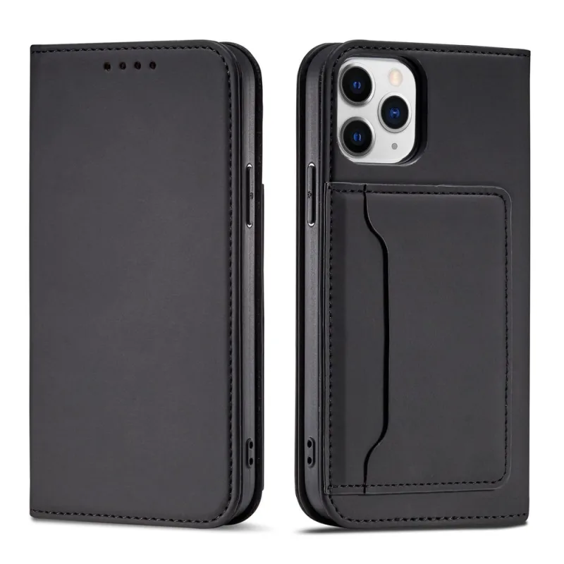 Puzdro na magnetické karty pre iPhone 12 Pro Pouch Card Wallet Card Holder Card Holder Black