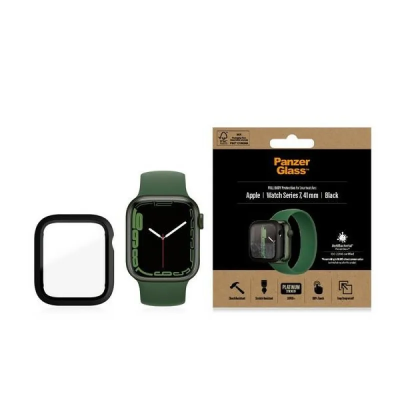 Celotelové puzdro PanzerGlass pre Apple Watch 7 41 mm – čierne