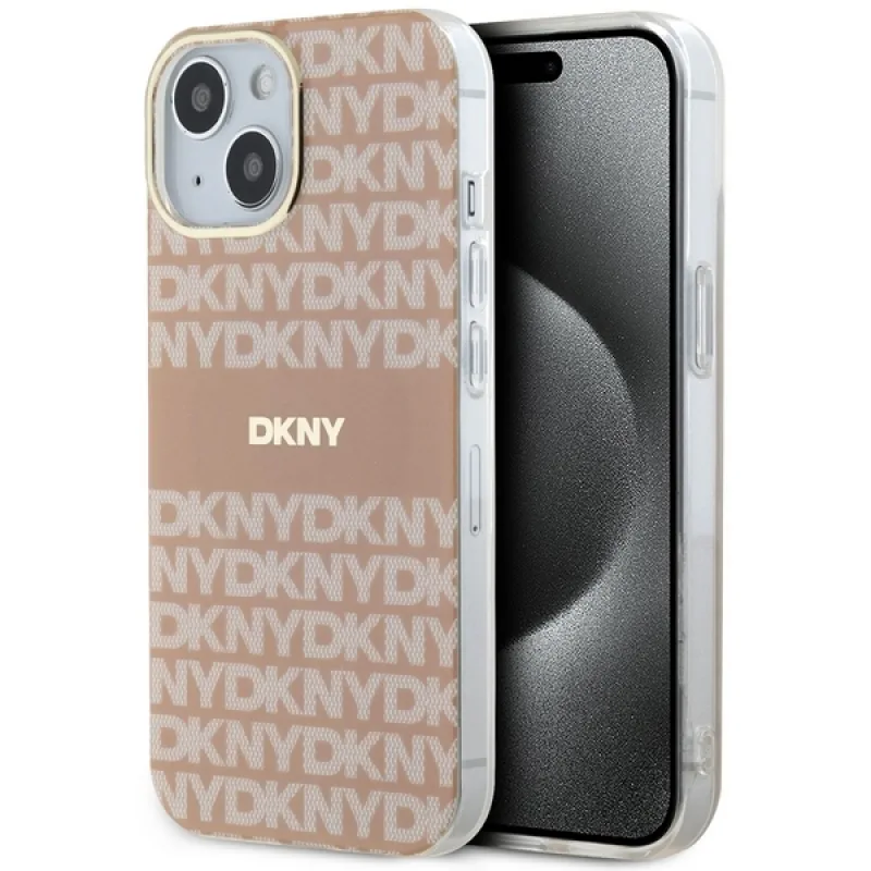 Puzdro DKNY IML Mono & Stripe MagSafe pre iPhone 15 / 14 / 13 - ružové