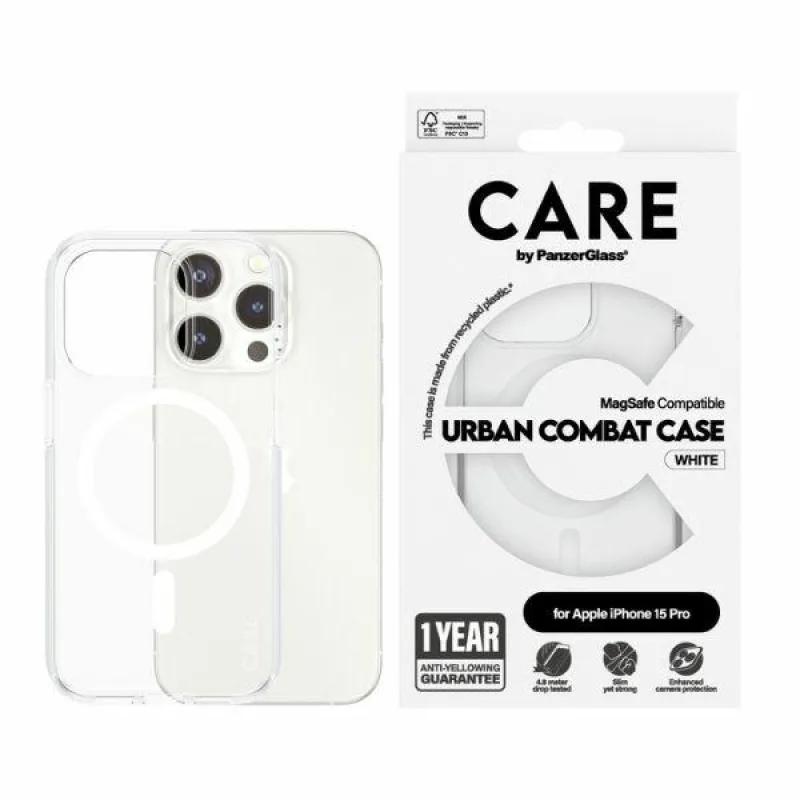 CARE by PanzerGlass Urban Combat Case MagSafe pre iPhone 15 Pro - biely
