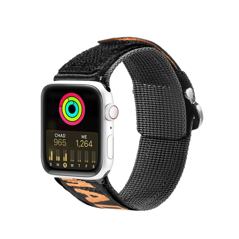 Remienok Dux Ducis (vonkajšia verzia) Remienok Apple Watch Ultra, SE, 9, 8, 7, 6, 5, 4, 3, 2, 1 (49, 45, 44, 42 mm) Nylonový náramok, čierny a oranžov