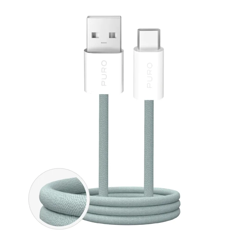 Puro Fabrik 2.0 10W USB-A – opletený kábel USB-C 1,5 m – zelený