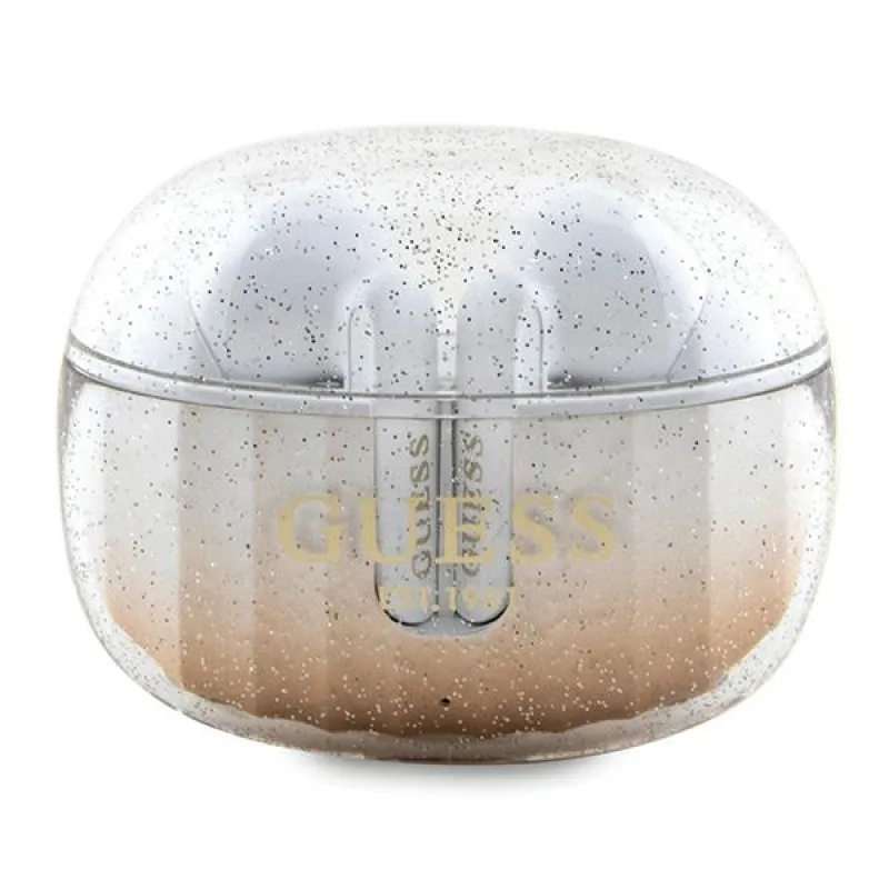 Bluetooth slúchadlá Guess Glitter Gradient TWS s dokovacou stanicou - zlaté