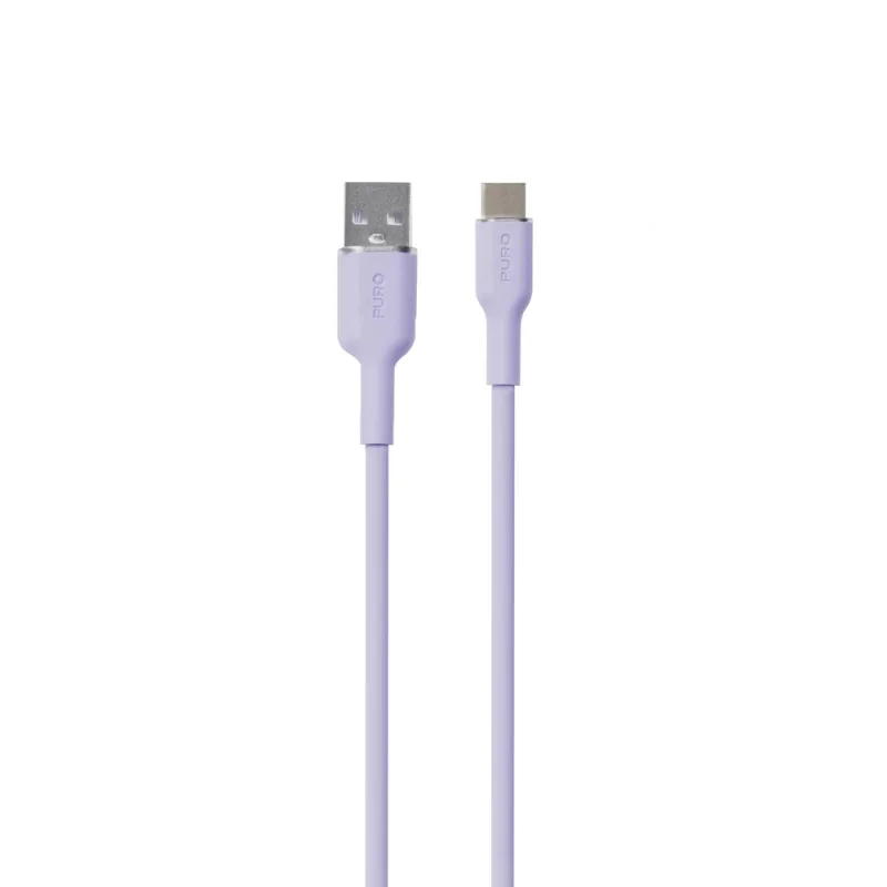 Puro Soft kábel USB-A - USB-C 1,5 m - fialový