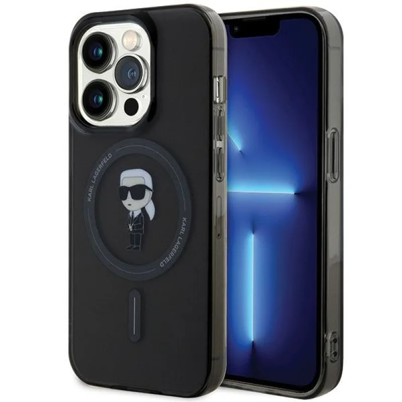 Karl Lagerfeld KLHMP15XHFCKNOK iPhone 15 Pro Max 6,7" čierno-čierne pevné puzdro IML Ikonik MagSafe