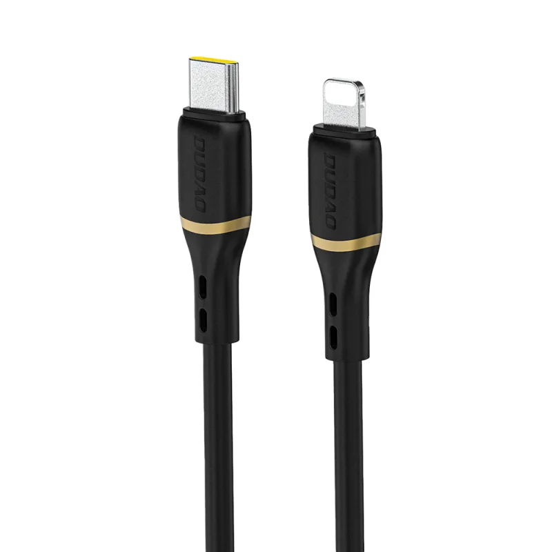 Dudao L25X USB-C – Lightning kábel 1 m 30 W s mäkkým silikónovým opletením – čierny
