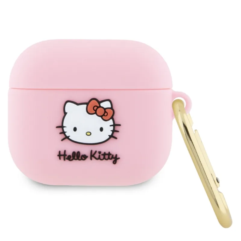 Silikónové puzdro Hello Kitty 3D Kitty Head pre AirPods 3 - ružové