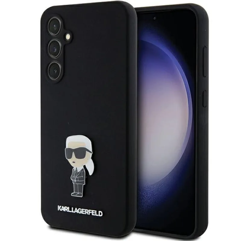Karl Lagerfeld Silicone Ikonik Metal Pin puzdro pre Samsung Galaxy S23 FE - čierne