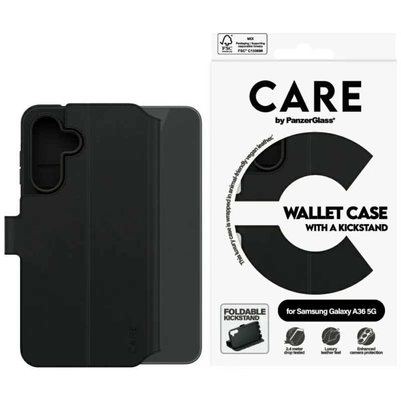 Puzdro CARE by PanzerGlass Feature Wallet Kickstand pre Samsung Galaxy A36 5G – čierne