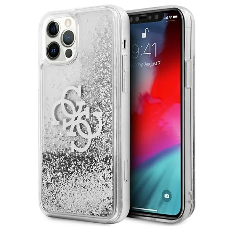 Guess GUHCP12LLG4GSI iPhone 12 Pro Max 6,7" strieborné/strieborné pevné puzdro 4G Big Liquid Glitter