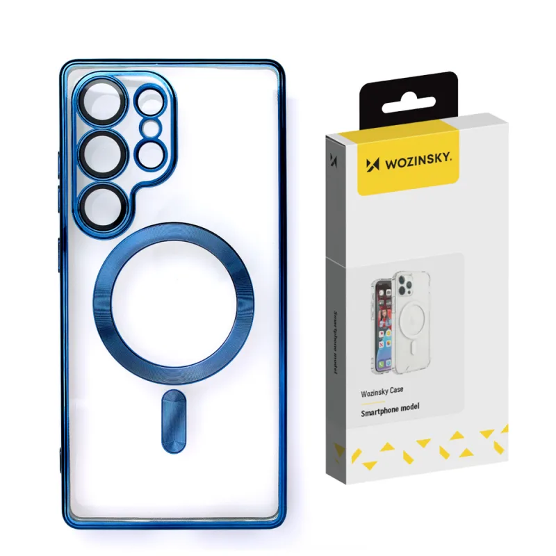 Wozinsky galvanicky pokovené puzdro s Magsafe pre Samsung Galaxy S25+ - modré