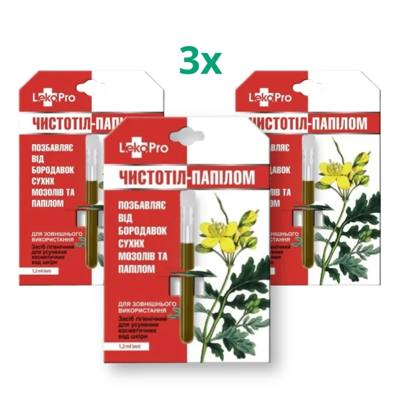 LekoPro Zvýhodnený set: 3x Balzam "Čistoteľ" s lastovičníkom na otlaky, bradavice a papilómy - 1,2 ml -