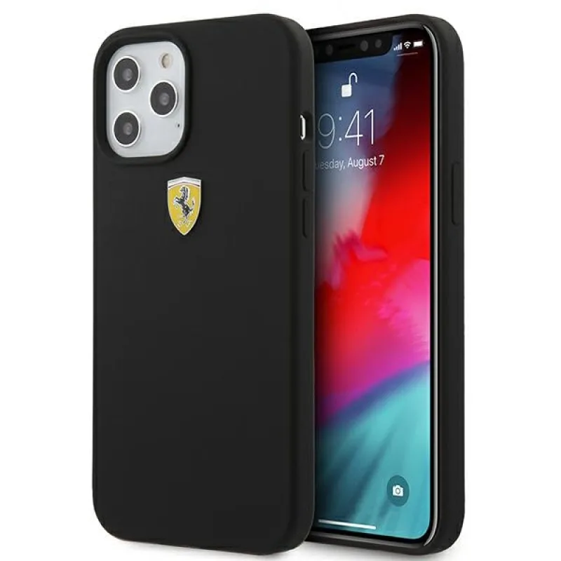 Ferrari FESSIHCP12LBK iPhone 12 Pro Max 6,7" čierne/čierne pevné puzdro On Track silikónové