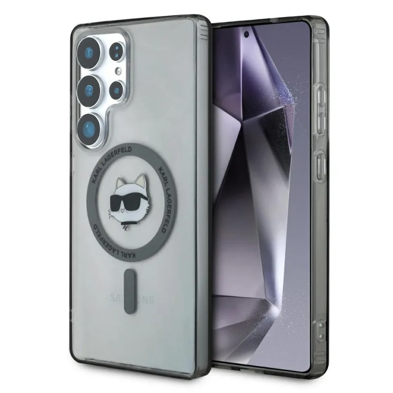 Karl Lagerfeld Button Choupette Head Printed Logo MagSafe Samsung Galaxy S25 Ultra čierny obal