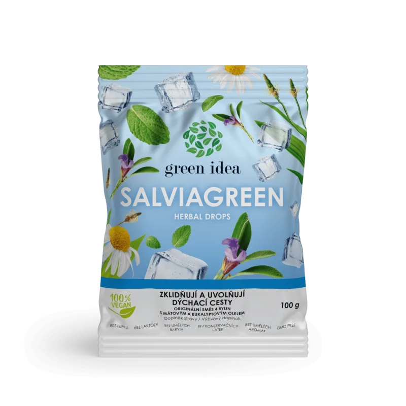 Green idea Salviagreen - bylinné cukríky 100 g -