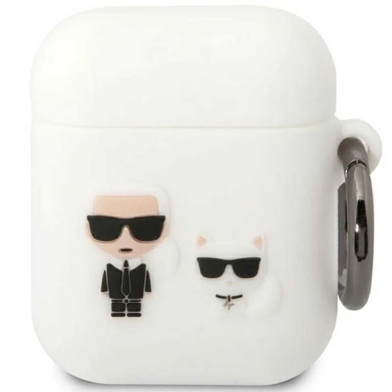 Karl Lagerfeld KLACA2SILKCW kryt AirPods 1/2 biely/biely Silikón Karl & Choupette