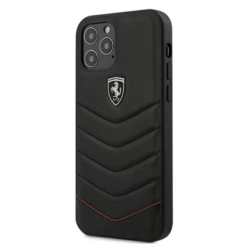 Ferrari FEHQUHCP12LBK iPhone 12 Pro Max 6,7" čierno/čierne pevné puzdro Off Track Quilted