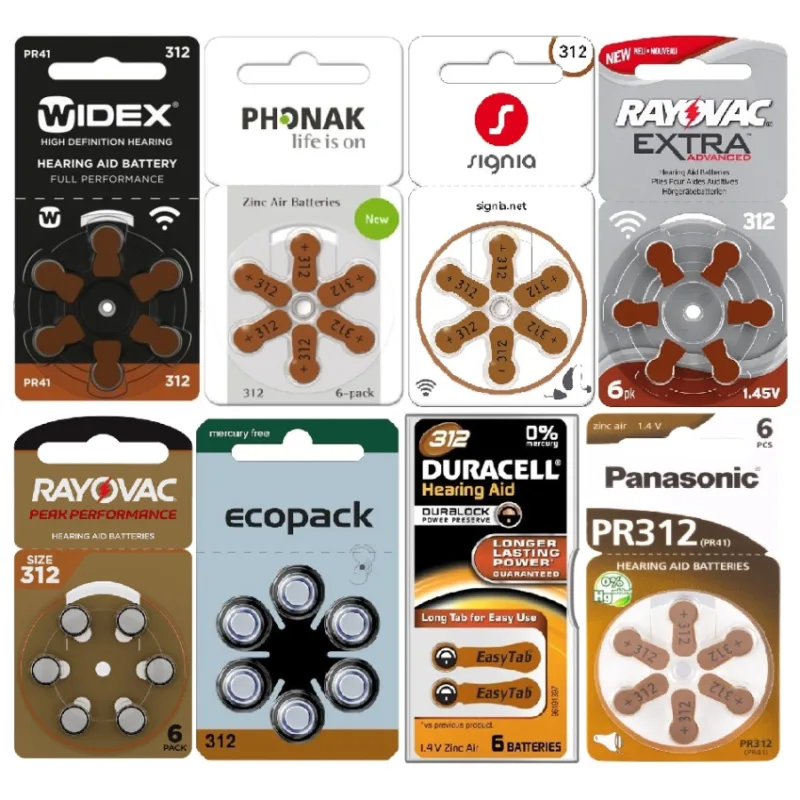 Baterie do naslouchadel 312 / PR41 pro Widex, Phonak, Signia, ReSound, Unitron, Hansaton, Audioservice, Conexx, Starkey, Oticon, Bernafon