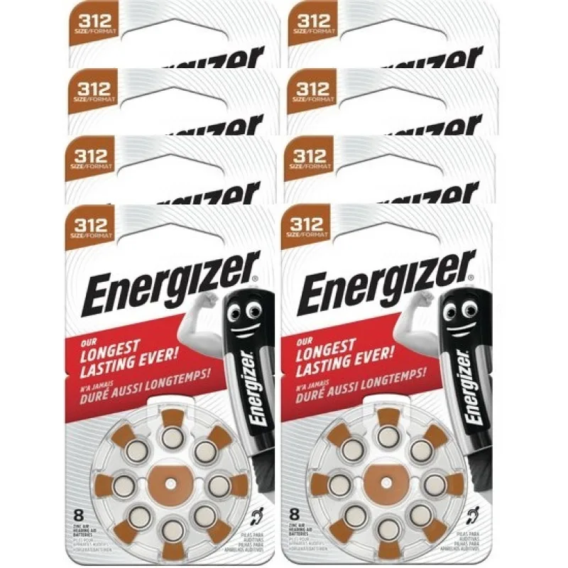 ENERGIZER AC312 / PR41 baterie do naslouchadel. Balení 8xBL8.