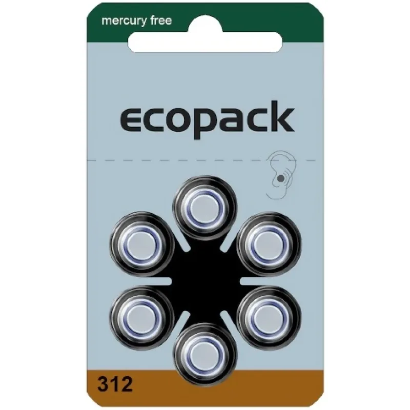 VARTA ECOPACK 312 / PR41, baterie do naslouchadel BL6.