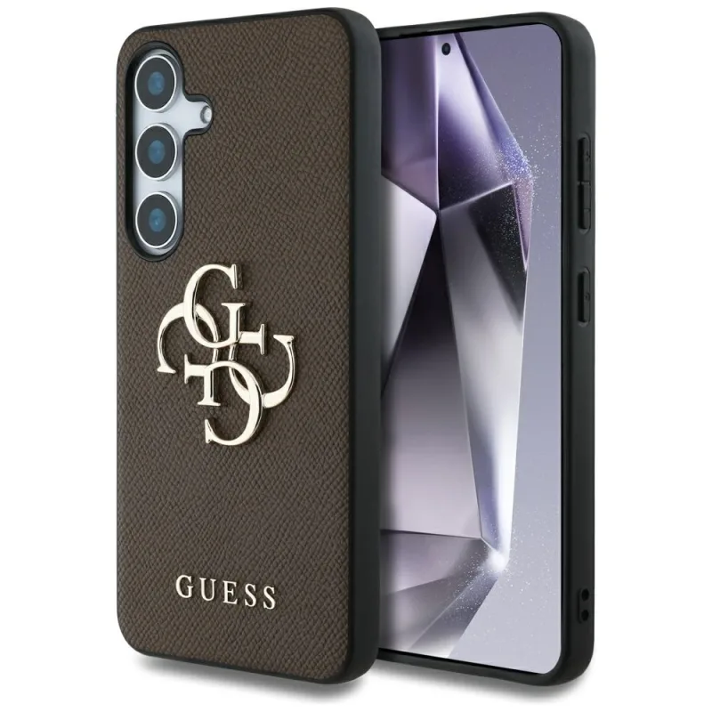 Puzdro Guess Grained Big 4G Logo Small Classic Logo pre Samsung Galaxy S25 Plus hnedé