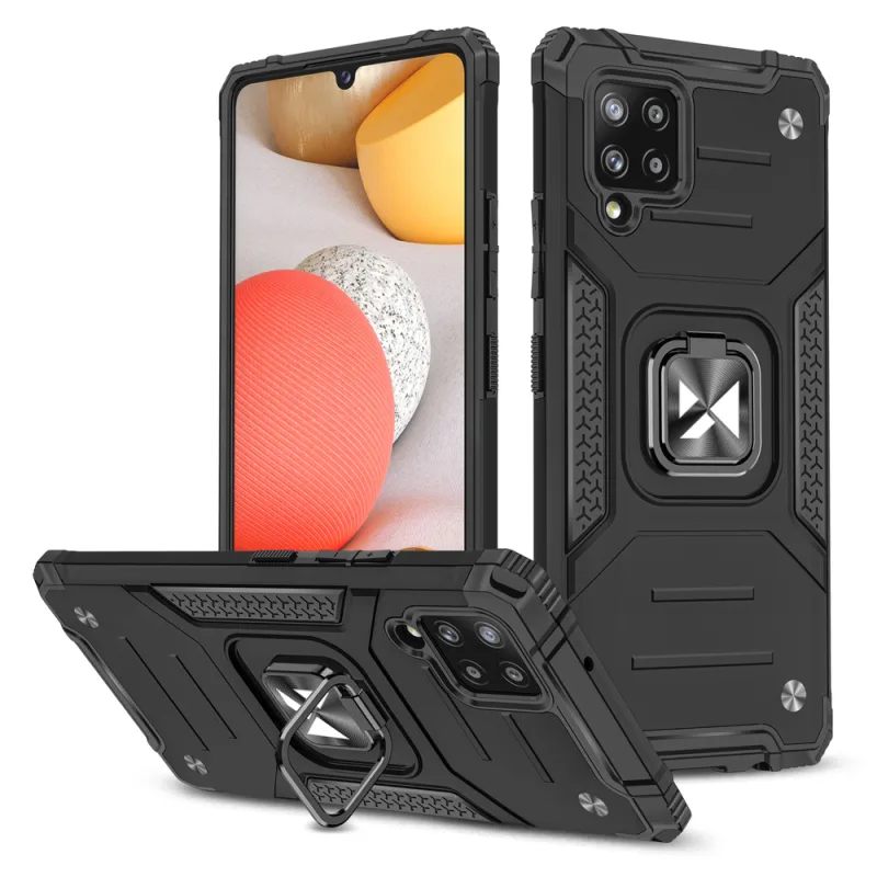 Wozinsky Ring Armor Case Kickstand Pevný odolný kryt pre Samsung Galaxy A42 5G čierny