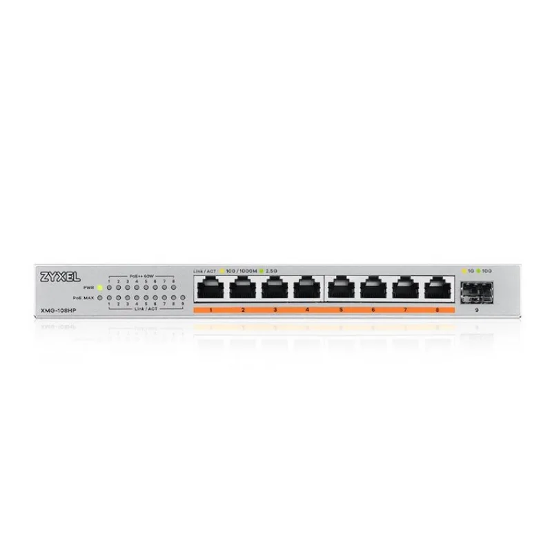 Zyxel XMG-108HP 8 Ports 2,5G + 1 SFP+, 8 ports 100W total PoE++ Desktop MultiGig unmanaged Switch