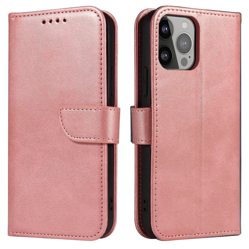 Magnet Case elegantné puzdro typu knižnica so stojanom pre iPhone 13 Pro Max ružové
