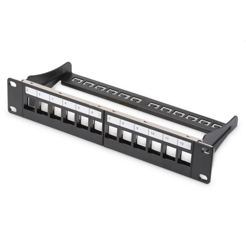 DIGITUS 10" modulárny patch panel 12port 1U vhodný pre UTP i STP keystony, čierny RAL9005