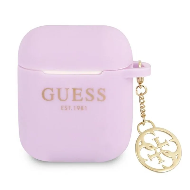 Guess GUA2LSC4EU AirPods 1/2 kryt fialový/fialový Silicone Charm 4G Collection