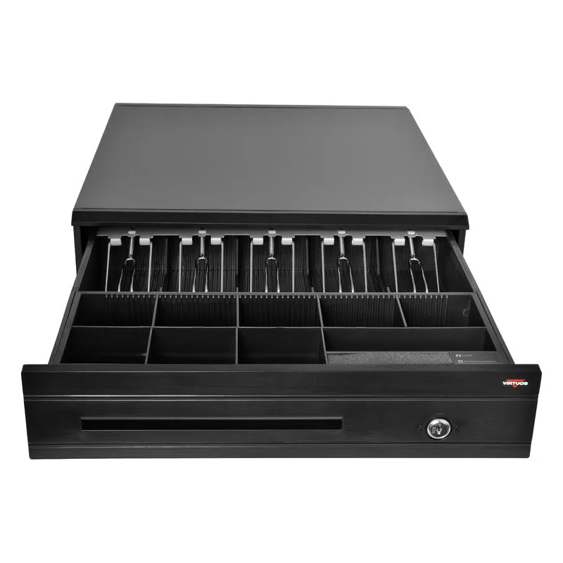 Pokladničná zásuvka C425C - s káblom, kovové držiaky, 9-24V, čierna…