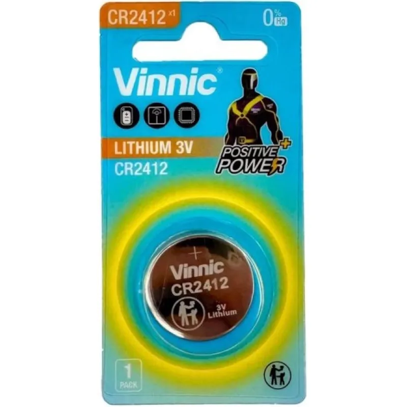 CR2412 lithium VINNIC, 3V, pro chytré hybridní hodinky a ovladače