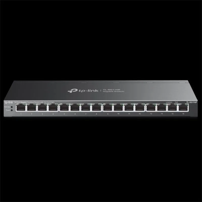 16-Port Gigabit Desktop Switch with 16-Port PoE+ PORT: 16× Gigabit PoE+…