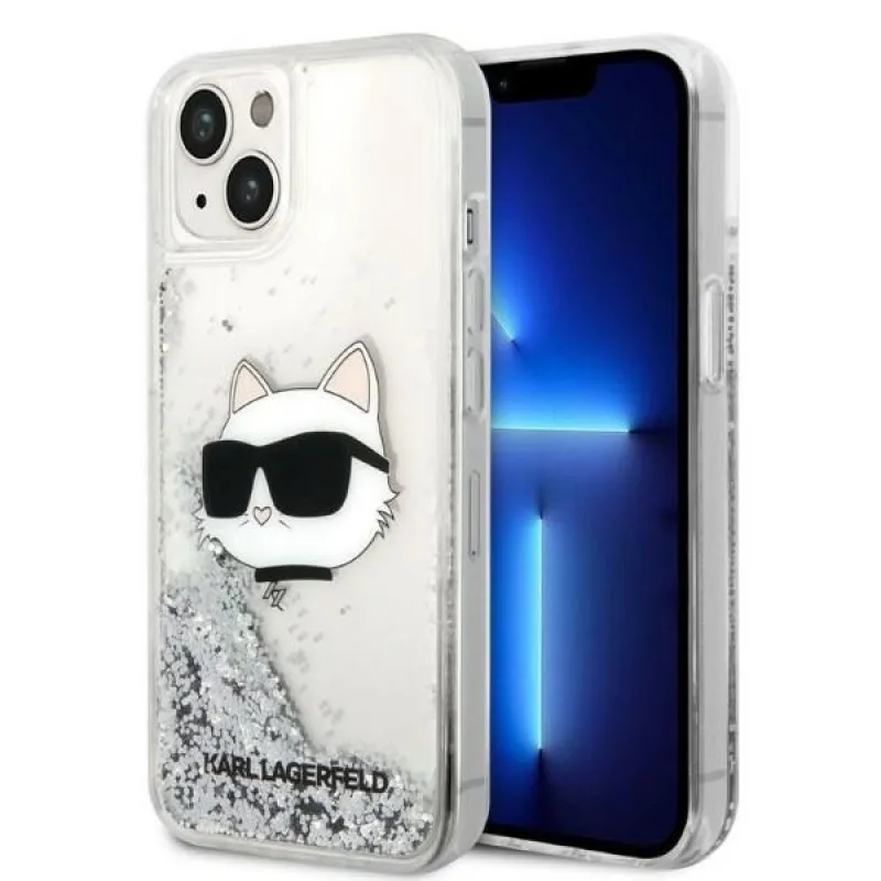 Karl Lagerfeld KLHCP14MLNHCCS iPhone 14 Plus 6,7" strieborné/strieborné pevné puzdro s trblietavou chupetovou hlavou