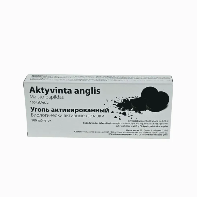 HealthNA Aktívne uhlie - doplnok stravy - 100 tabliet x 0,28 g - OLYMP