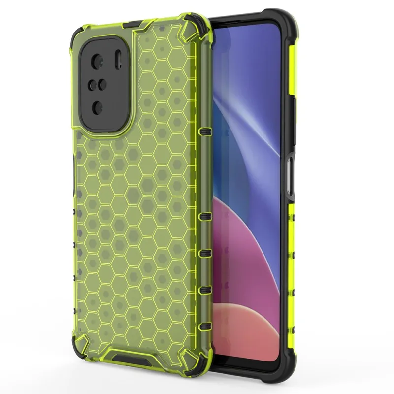 Pancierový kryt Honeycomb Case s TPU nárazníkom pre Xiaomi Redmi K40 Pro+ / K40 Pro / K40 / Poco F3 zelený