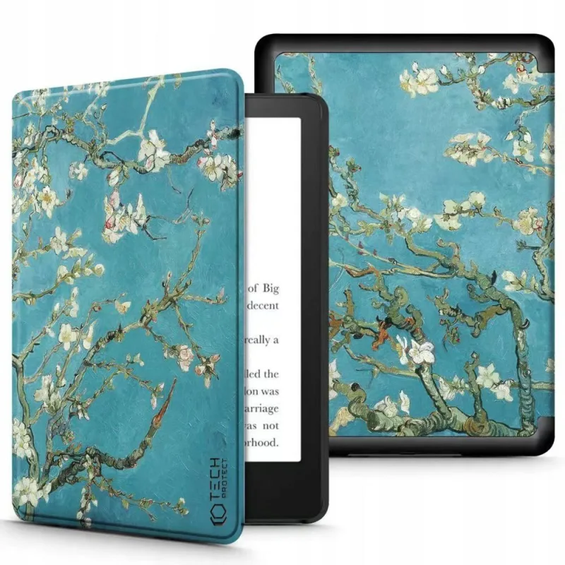 Tech-Protect SmartCase pre Kindle Paperwhite V / 5 / Signature Edition - Modré s kvetmi Sakura