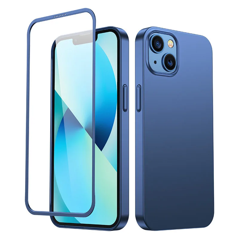 Predný a zadný kryt Joyroom 360 Full Case pre iPhone 13 + ochranné tvrdené sklo modré (JR-BP927 modré)