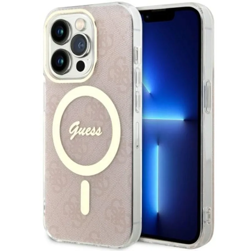 Guess GUHMP14LH4STP iPhone 14 Pro 6,1" ružovo-ružové pevné puzdro 4G MagSafe
