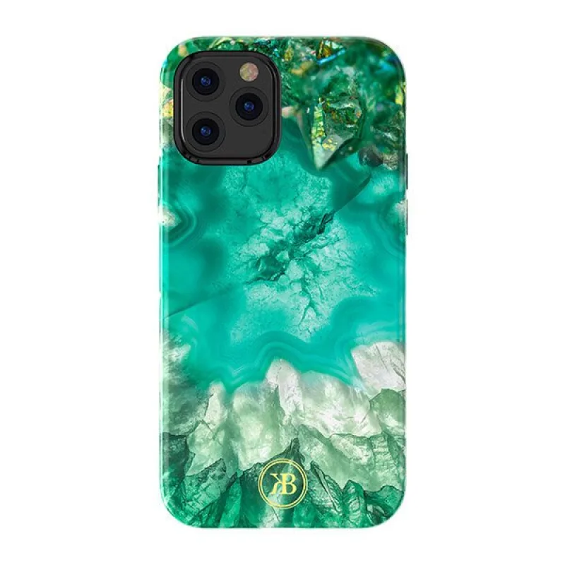 Puzdro Kingxbar Agate Series zdobené potlačou Achát iPhone 12 mini zelený