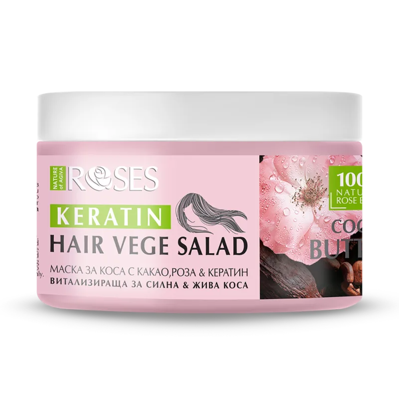 NATURE OF AGIVA Vitalizujúca maska na vlasy VEGE SALAD s kakaom, ružou a keratínom 350 ml -