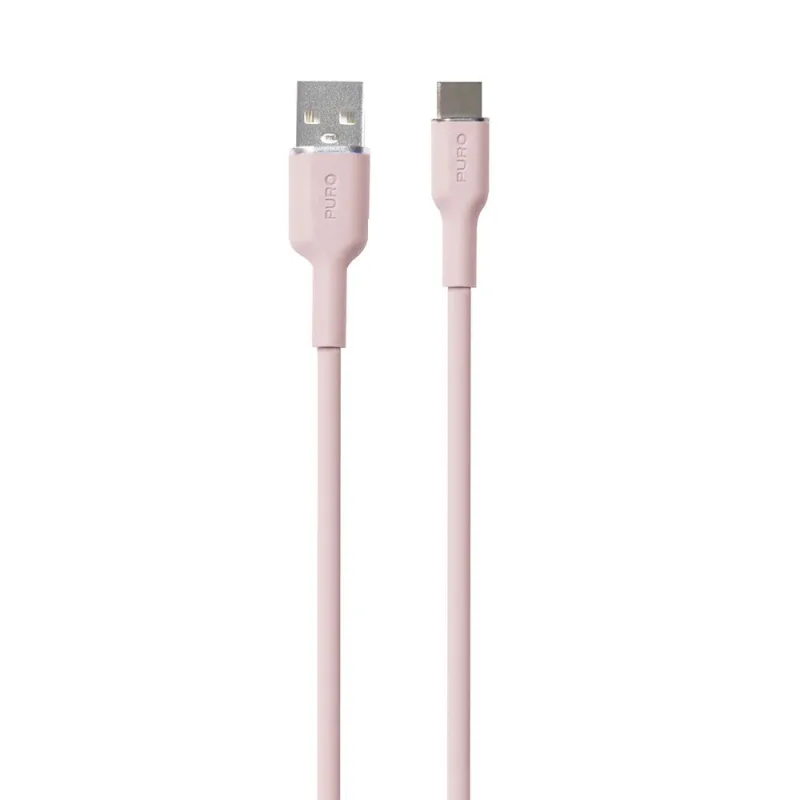 Puro kábel Soft Silicone Cable USB-A to USB-C 1.5m - Rose
