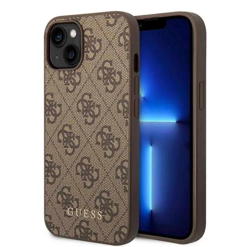 Guess GUHCP15MG4GFBR iPhone 15 Plus 6,7" hnedo-hnedé pevné puzdro 4G kovové zlaté logo