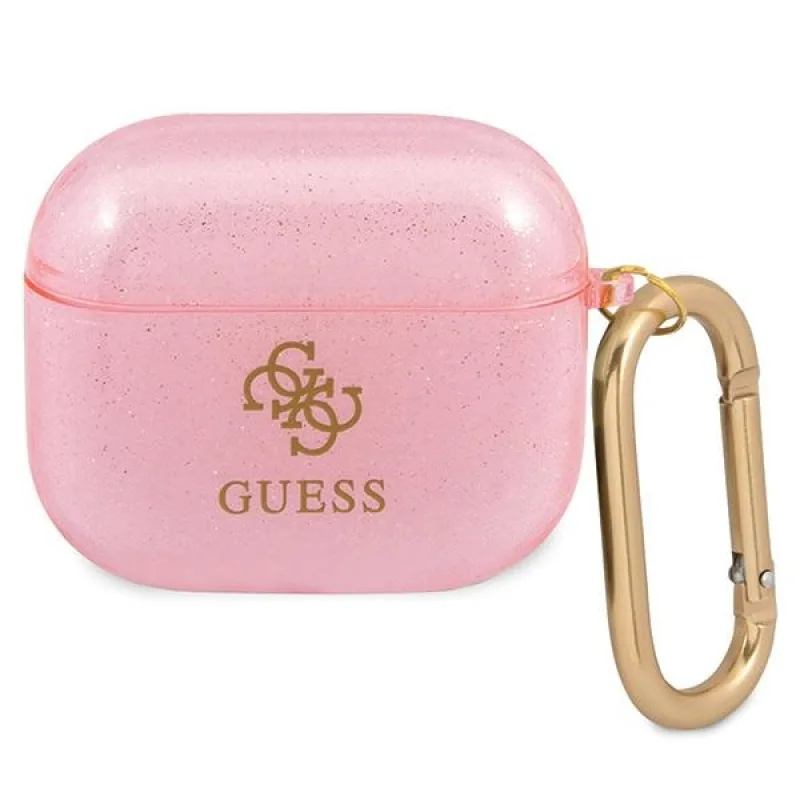 Guess GUA3UCG4GP kryt AirPods 3 ružový/ružový Glitter Collection