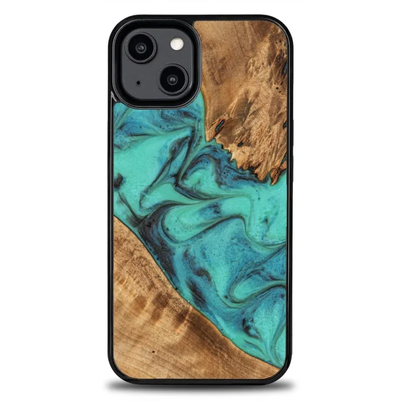 Obal z dreva a živice pre iPhone 15 Plus Bewood Unique Turquoise - tyrkysový a čierny