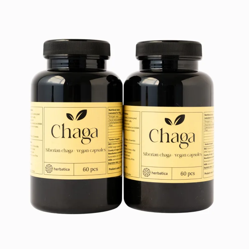 Herbatica Zvýhodnený set: 2 x Sibírska čaga - 60 vegánskych kapsúl (300mg/ kapsula) -
