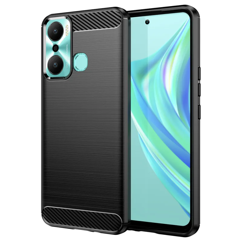 Puzdro Carbon Case pre Infinix Hot 20 Play flexibilný silikónový karbónový kryt čierny
