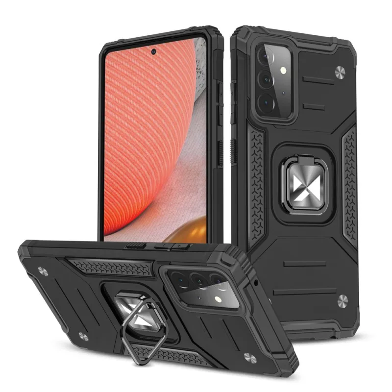 Wozinsky Ring Armor Case Kickstand Pevný odolný kryt pre Samsung Galaxy A72 4G čierny