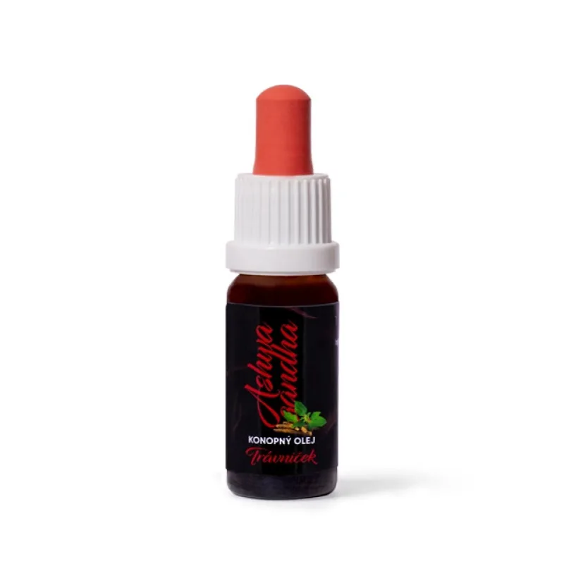 Trávniček Cannabis 7,5 % (tetra extrakt) konopný olej s Ashwagandhou - 10 ml -