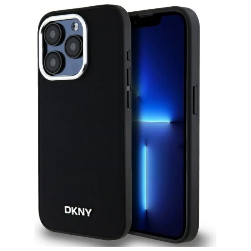 Puzdro DKNY Plain Logo MagSafe iPhone 15 Pro – čierne